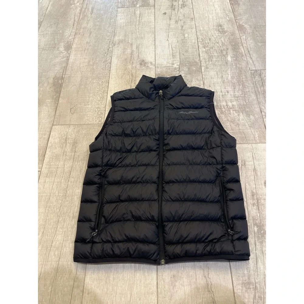 Eddie Bauer EB650 Mens Down Puffer Vest Black Full Zip Quilted Lightweight L